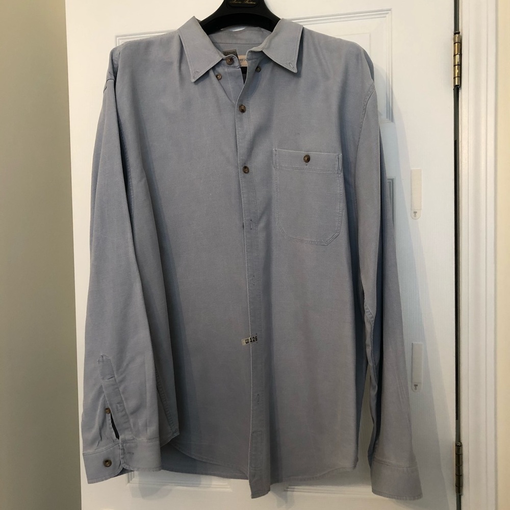 Light Blue Silk Territory Ahead Button Down Shirt